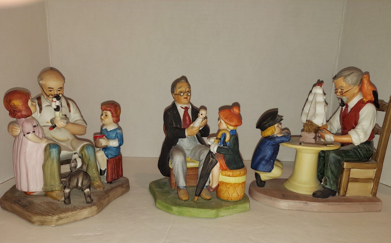 Norman Rockwell Collector's Club Limited Edition Porcelain Figurines Set of 3 Norman Rockwell Collector's Club Limited Edition Porcelain Figurines Set of 3