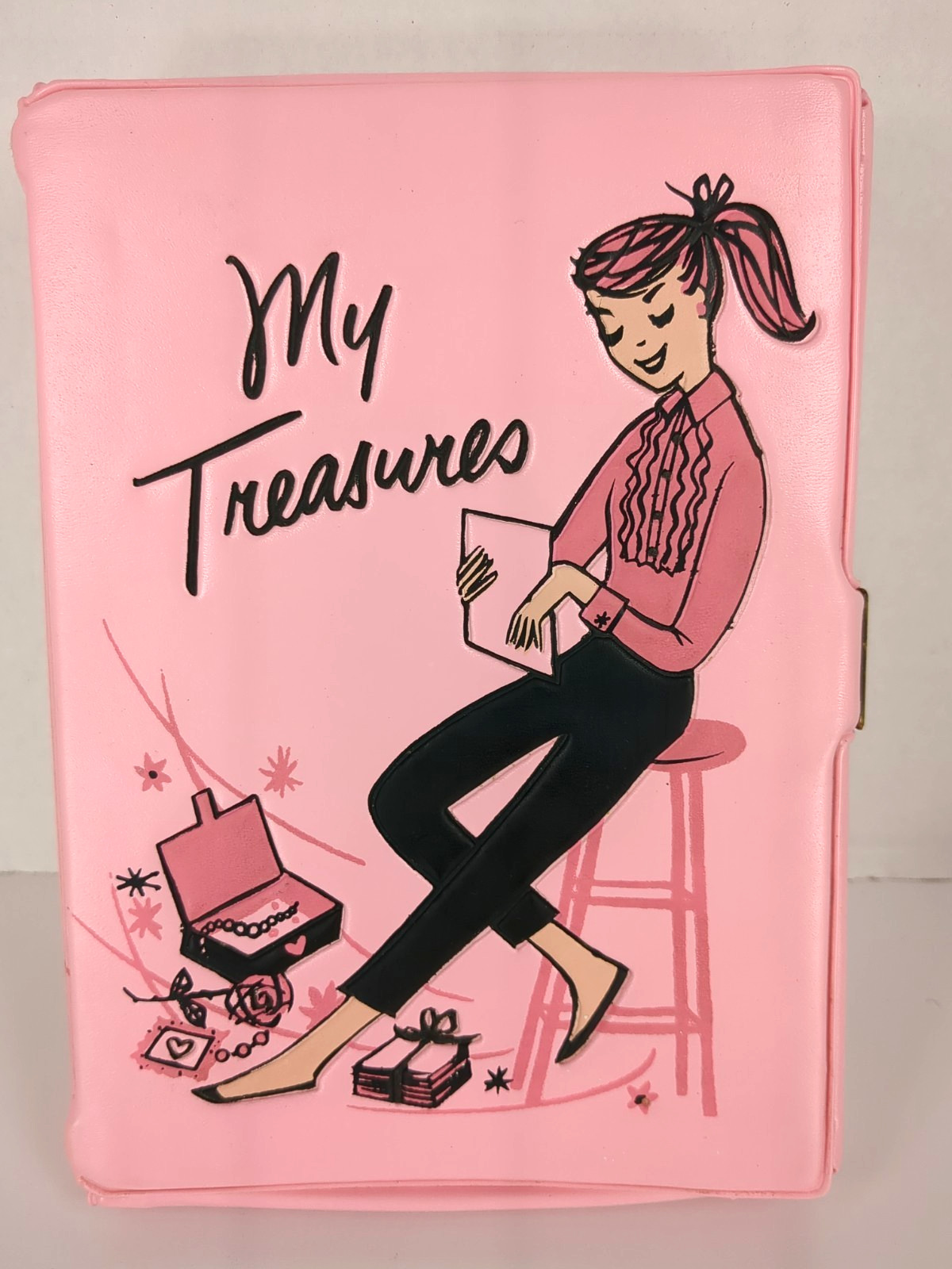 Vintage My Treasures Deb U Teen Vinyl 1950's Keepsake Box Ponytail Pink Vintage My Treasures Deb U Teen Vinyl 1950's Keepsake Box Ponytail Pink