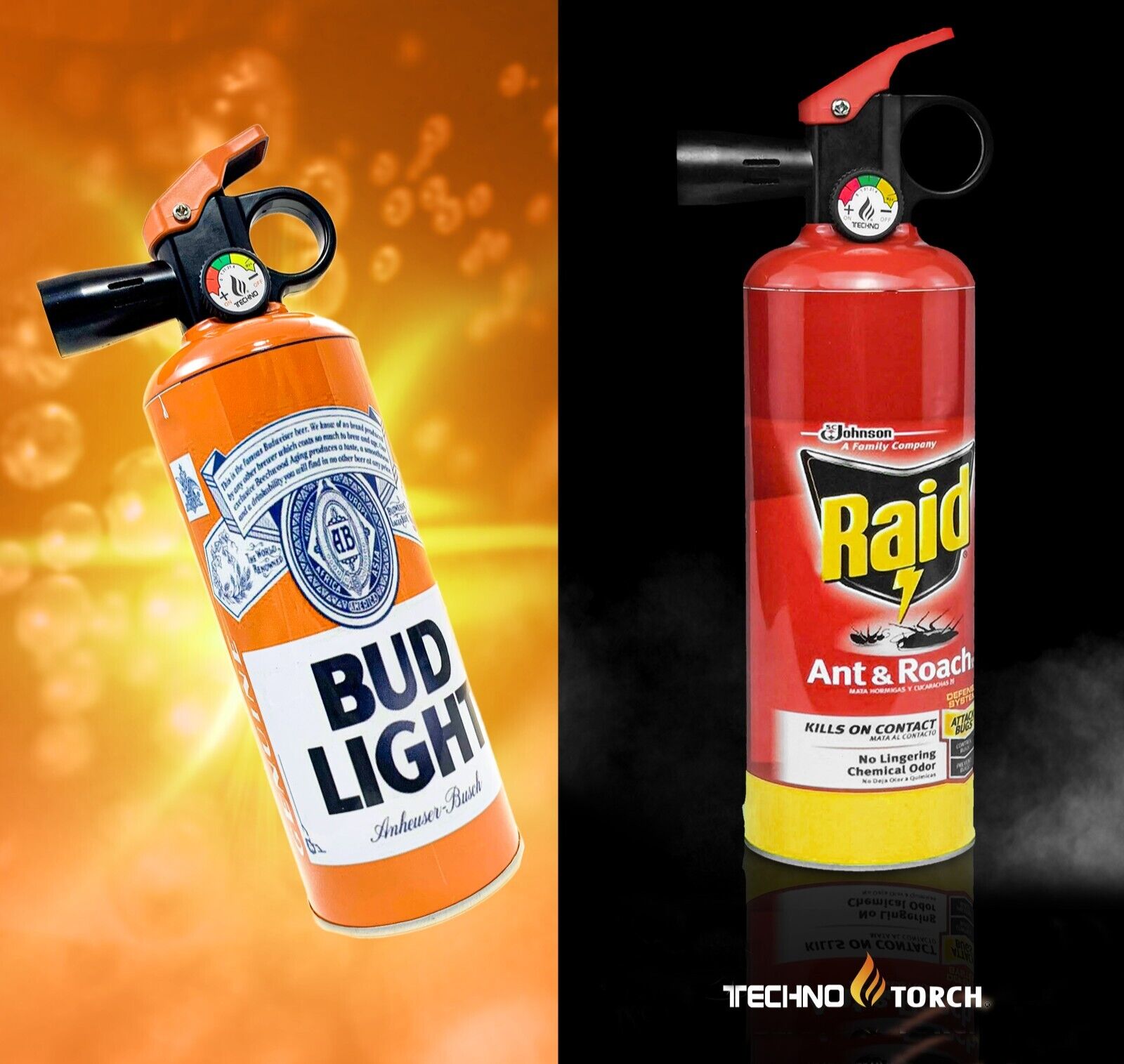 1x Techno Fire Extinguisher Torch Windproof Adjustable Refillable Random Designs