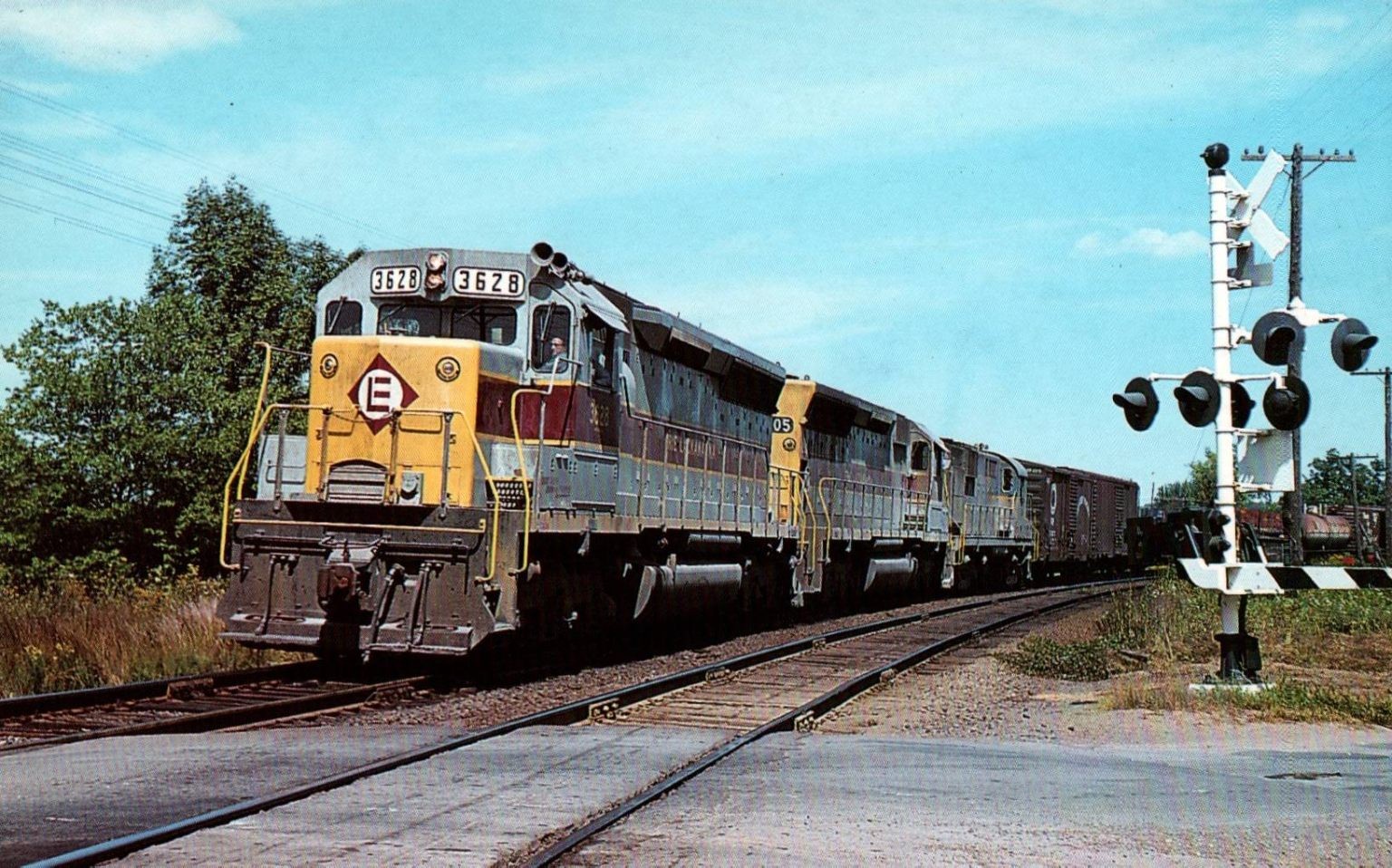 1969 Erie Lackawanna 3628 Train at Ushers NY Vintage Postcard