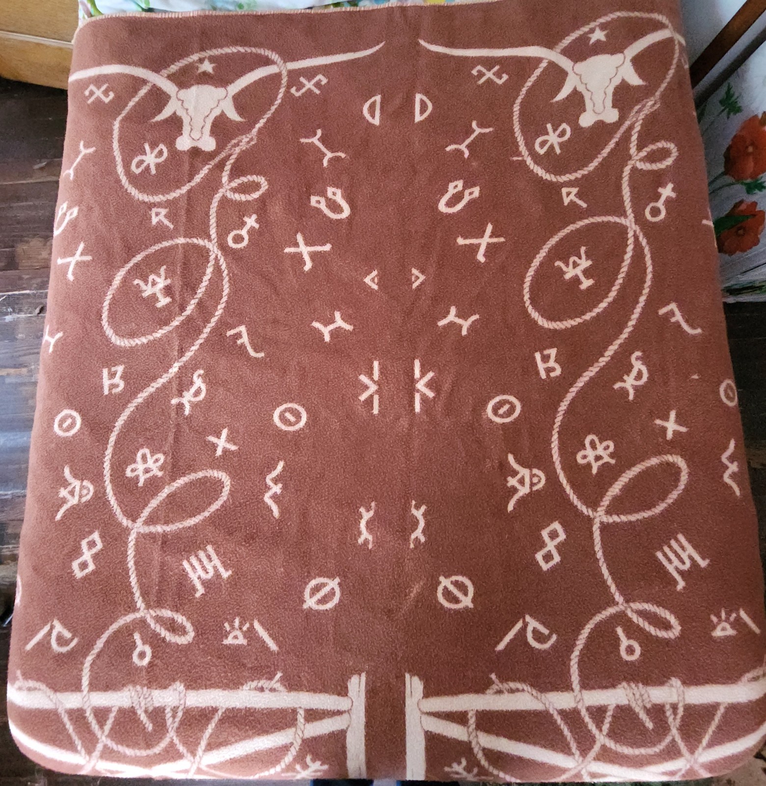 VTG 1950s Chatham Western Cowboy Branding Irons Ranch Camp Cotton Blanket 70x70 VTG 1950s Chatham Western Cowboy Branding Irons Ranch Camp Cotton Blanket 70x70