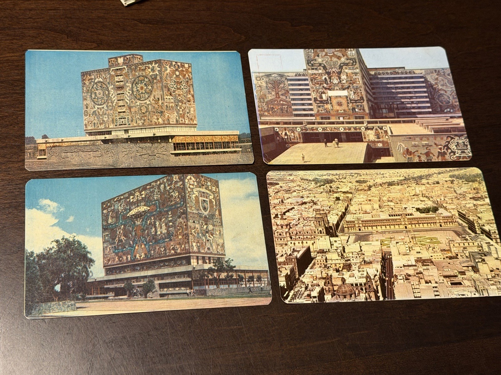 Vintage UNAM Central Library Mexico City 4 Postcard Lot Juan O'Gorman Murals