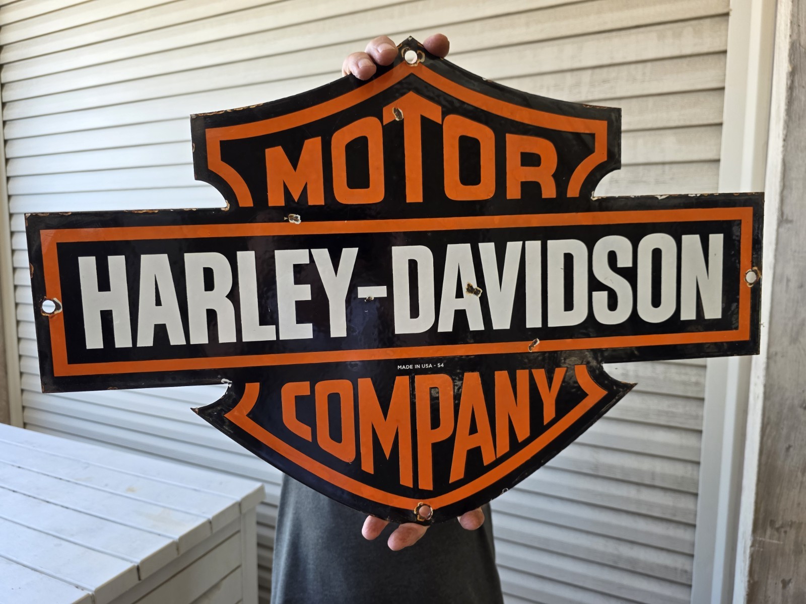 Large Rare Vtg Harley Davidson DOUBLE-SIDED Heavy Porcelain Sign 24"X 16". Large Rare Vtg Harley Davidson DOUBLE-SIDED Heavy Porcelain Sign 24"X 16".