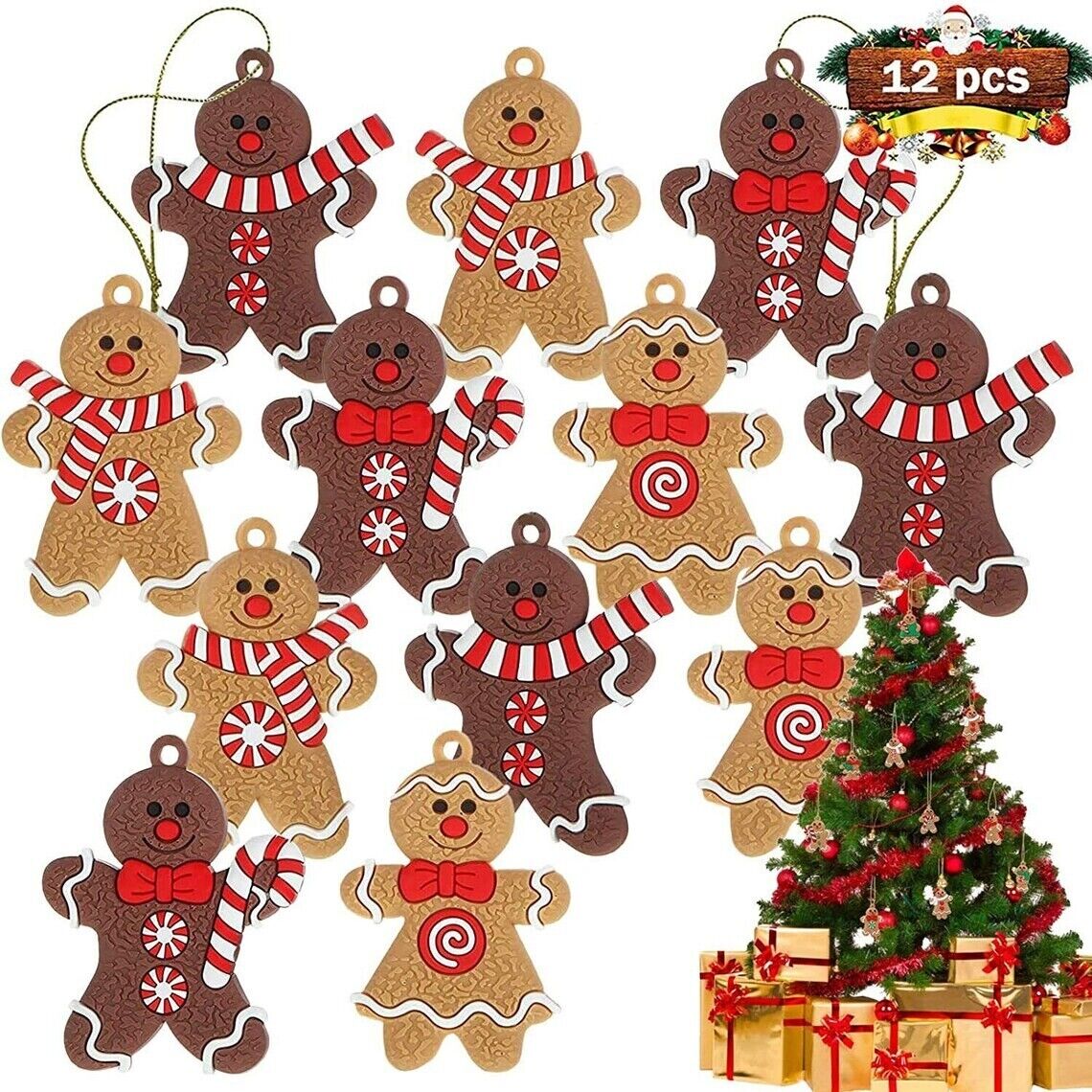 Ornaments Christmas Tree Hanging Pendant Xmas Decoration 12 pcs Gingerbread Man
