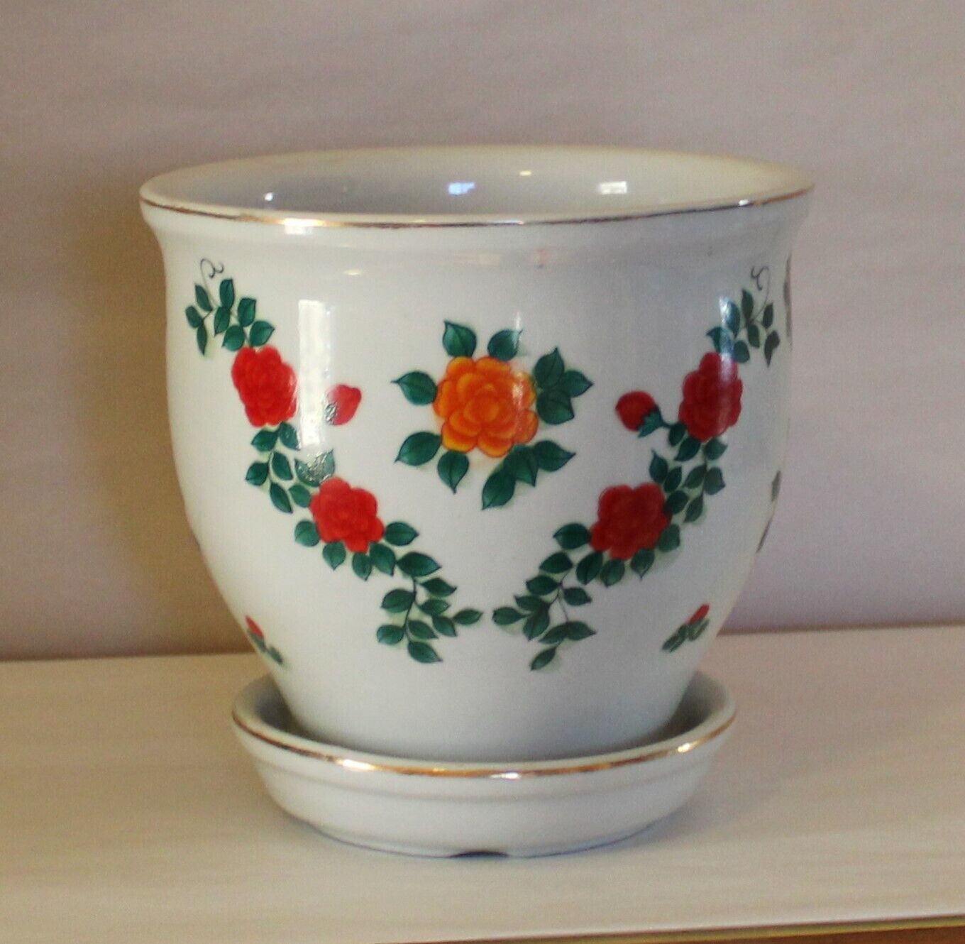 Vintage Lee\'s Pottery Co. Ceramic Floral Flower Planter Pot, Paramount CA. USA