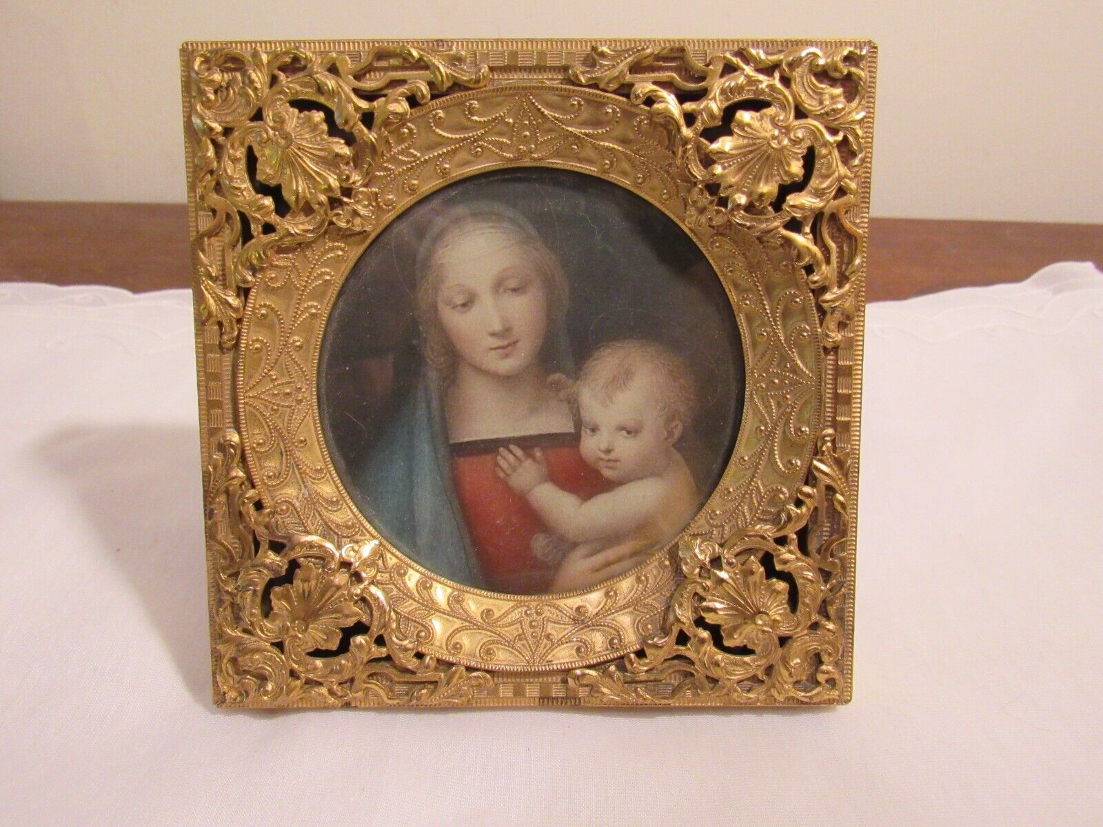 Vintage Framed Picture of the Madonna and Child