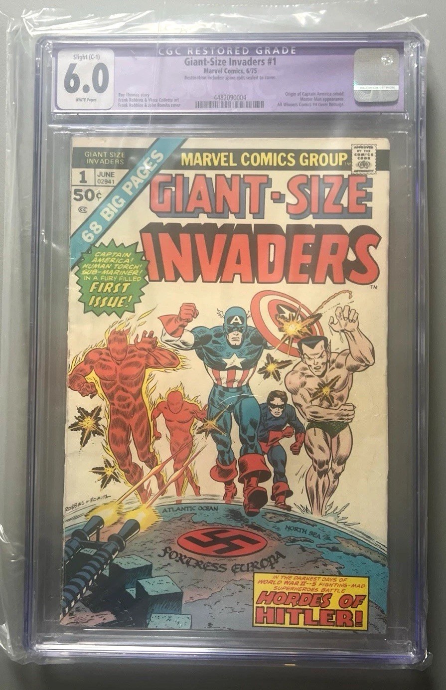Marvel Giant-Size Invaders #1 (1975) CGC 6.0 Fine Restored Comic Book Marvel Giant-Size Invaders #1 (1975) CGC 6.0 Fine Restored Comic Book