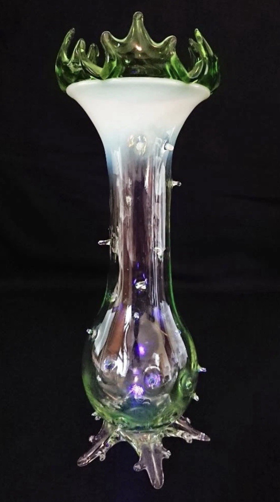 Massive Almost 1 Foot Victorian Vaseline Glass Vase