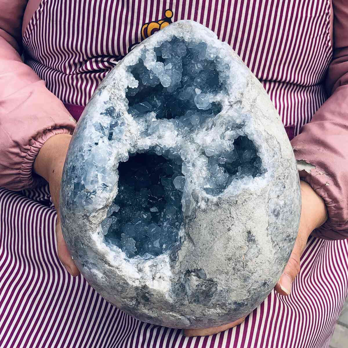 16.4LB Natural Beautiful Blue Celestite Crystal Geode Cave Mineral Specimen 1181