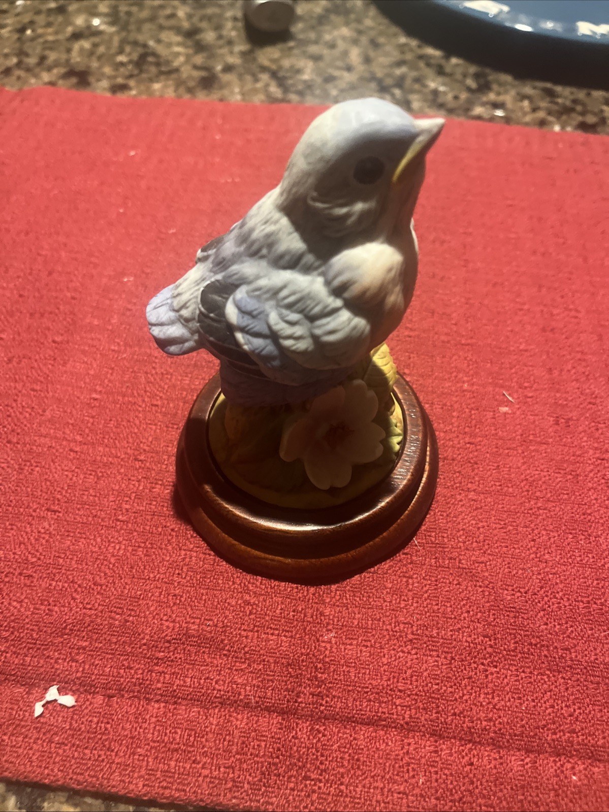 Andrea by Sadek Porcelain Figurine Blue Bird Pink Rose Andrea by Sadek Porcelain Figurine Blue Bird Pink Rose