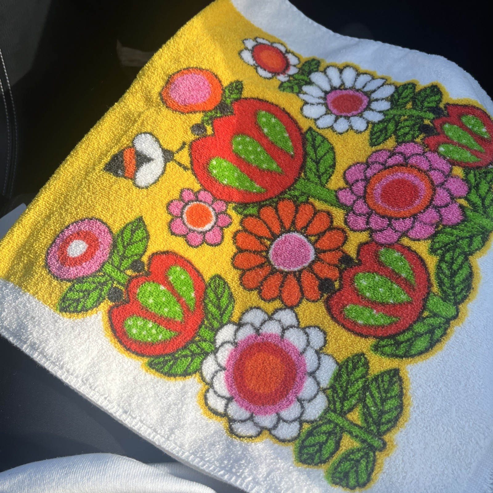 Vintage 70’s Cannon "Flower Power" Hand Towel Orange , Pink Bathroom Deco Vintage 70’s Cannon "Flower Power" Hand Towel Orange , Pink Bathroom Deco