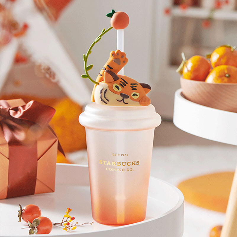 Starbucks China 2022 New Year Tiger Cute Gradient 16oz Tumbler Straw Glass Cup Starbucks China 2022 New Year Tiger Cute Gradient 16oz Tumbler Straw Glass Cup