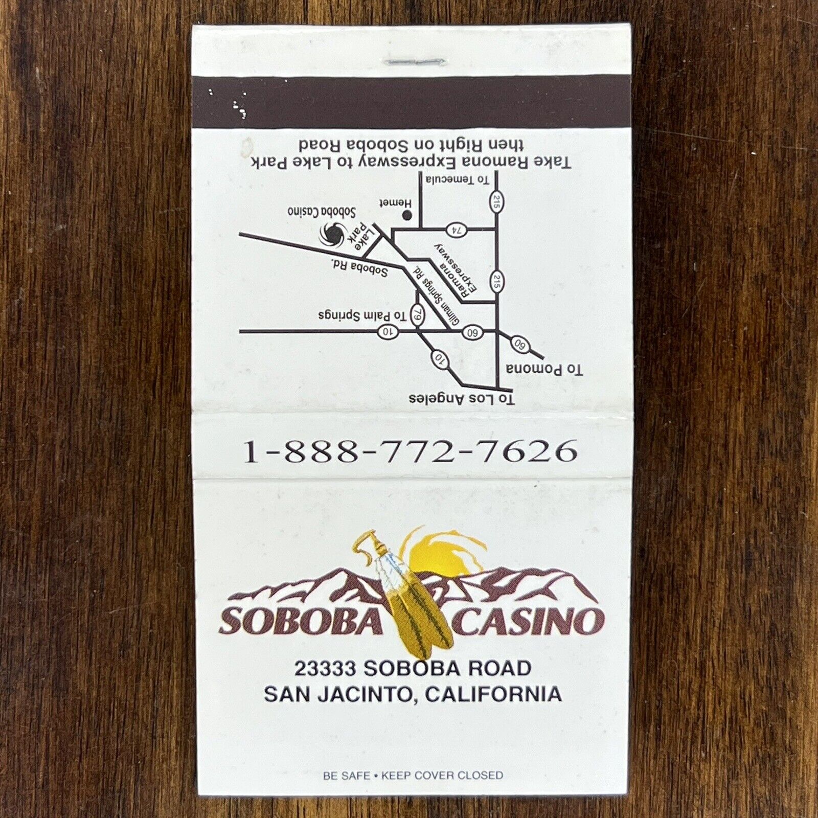 Vintage Matchbook Soboba Casino San Jacinto California Matches Unstruck￼