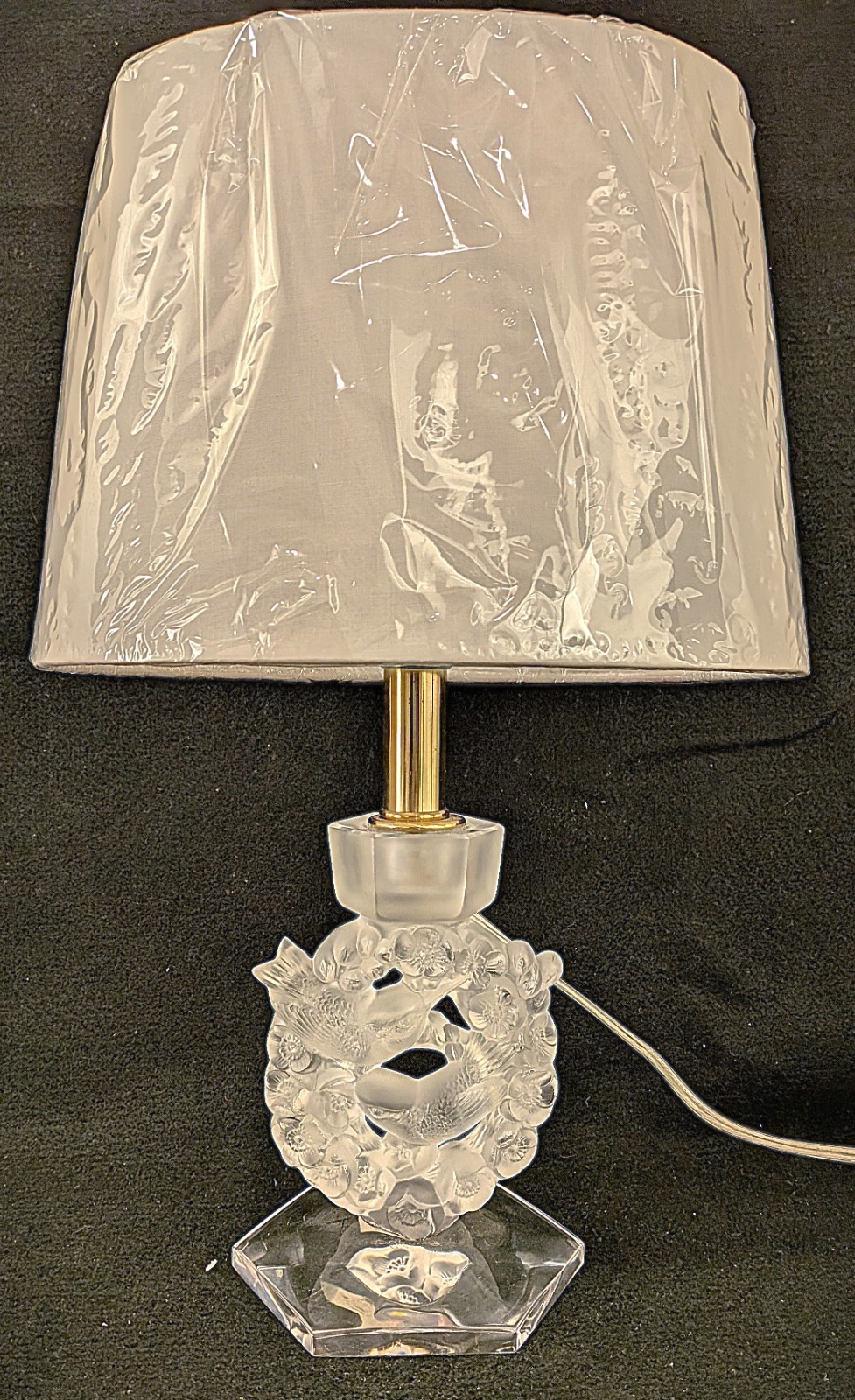 Vintage LALIQUE FRANCE Crystal Bird Table Lamp Vintage LALIQUE FRANCE Crystal Bird Table Lamp