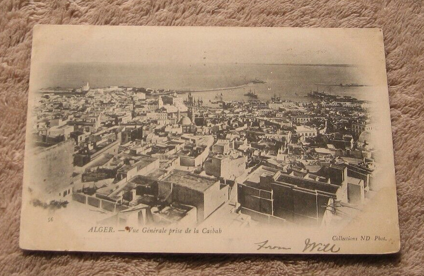 Alger Algeria Casbah Scene Birdseye View Postcards 1905 & Desert Nomad Family Alger Algeria Casbah Scene Birdseye View Postcards 1905 & Desert Nomad Family