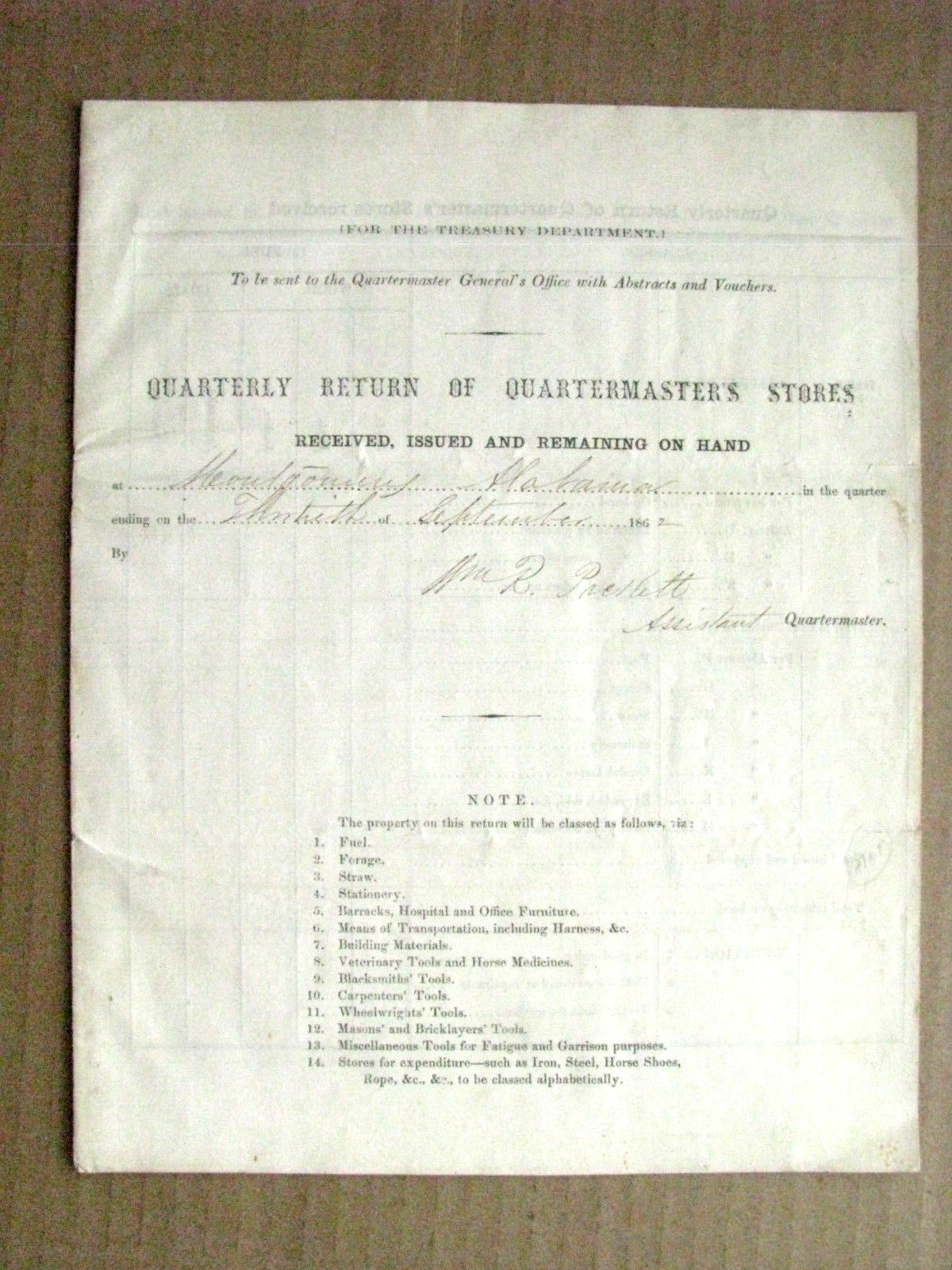 CIVIL WAR ALABAMA CONFEDERATE UNIFORMS RECEIPT 1862 CIVIL WAR ALABAMA CONFEDERATE UNIFORMS RECEIPT 1862