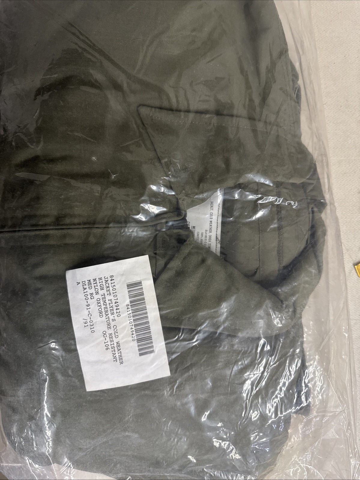 USGI 1991 CVC Cold Weather Jacket Isratex 100% Aramid M-R NOS Military USGI 1991 CVC Cold Weather Jacket Isratex 100% Aramid M-R NOS Military
