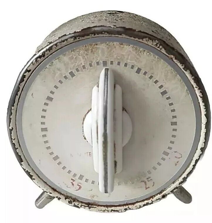 Works-Antique Lux Clock Mfg Co. Waterbury Conn. USA Metal Wind up Kitchen Timer 