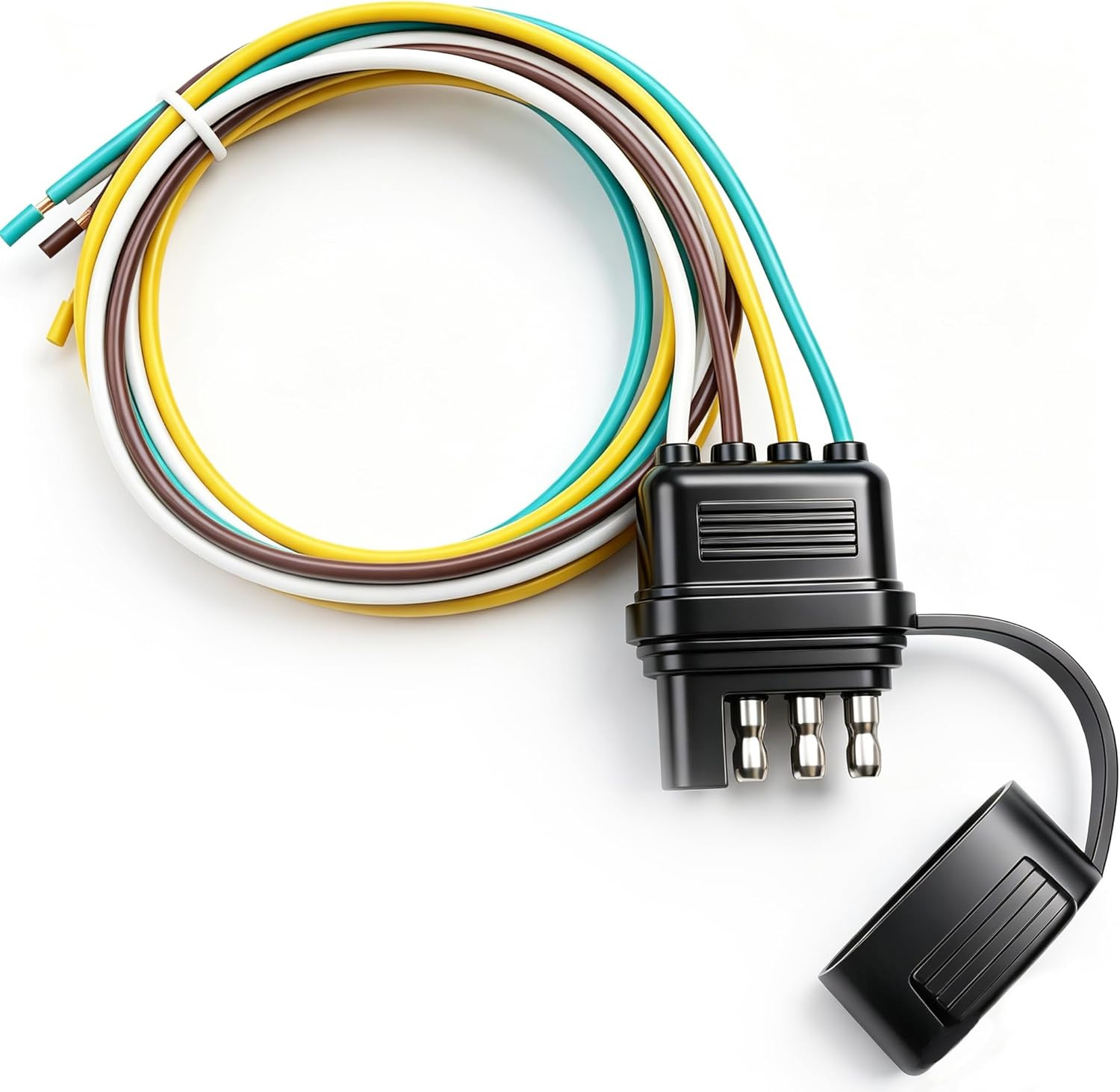 25 Inch 4-Way 4 Prong Trailer Wiring Harness Plug Male End Replacement Connector 25 Inch 4-Way 4 Prong Trailer Wiring Harness Plug Male End Replacement Connector