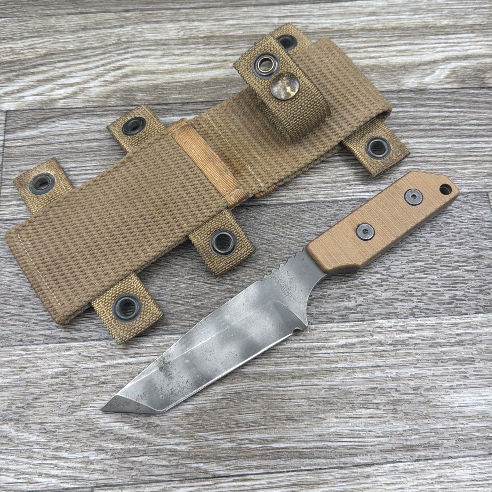 Strider Knives Fixed DB-L S30v Tiger Stripe Tanto with Sheath Strider Knives Fixed DB-L S30v Tiger Stripe Tanto with Sheath