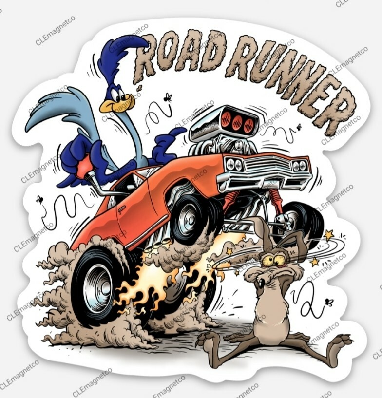 Muscle Car MAGNET - Ratfink Style American Made Car Show Rat Fink Road Runner Muscle Car MAGNET - Ratfink Style American Made Car Show Rat Fink Road Runner