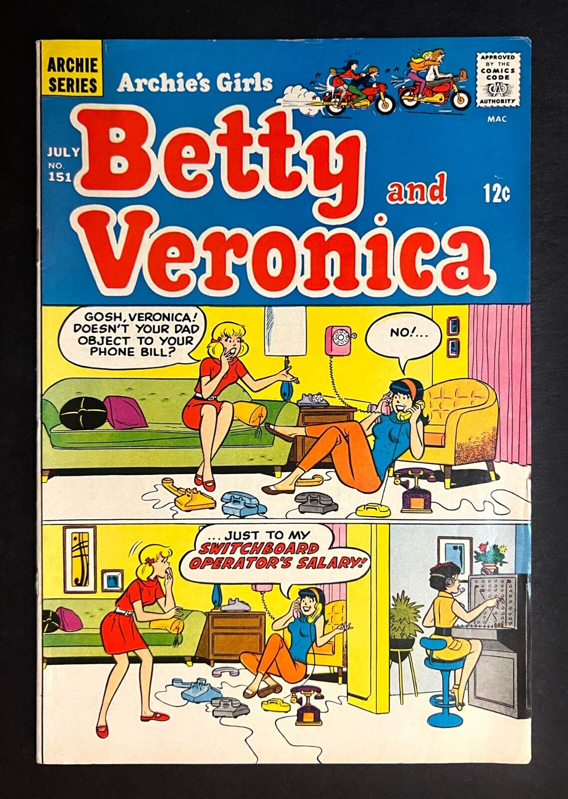 BETTY AND VERONICA #151 Nice Condition Archie Comics 1968