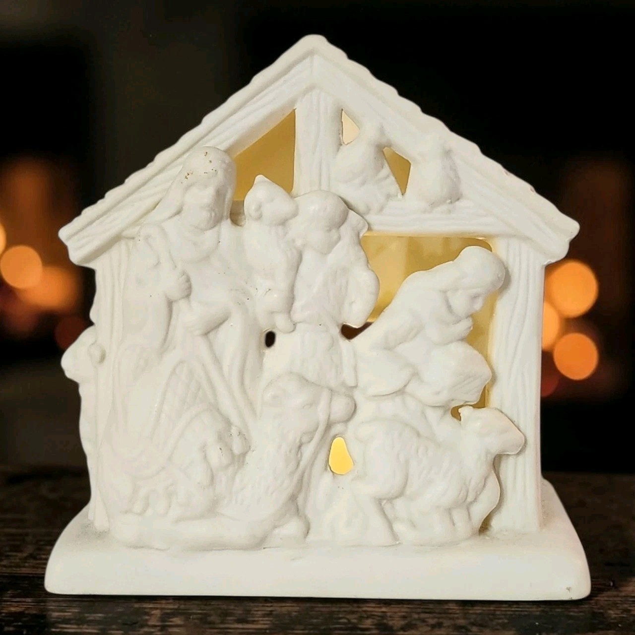 Vtg PARTYLITE O' Little Town Shepherds Nativity Tea Light Holder #P7313 5.5"T EC Vtg PARTYLITE O' Little Town Shepherds Nativity Tea Light Holder #P7313 5.5"T EC