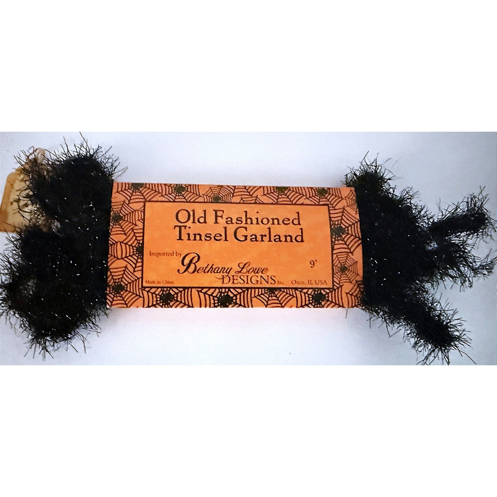 Vintage Bethany Lowe Antique Style Black Tinsel Garland Metallic Shine Halloween Vintage Bethany Lowe Antique Style Black Tinsel Garland Metallic Shine Halloween