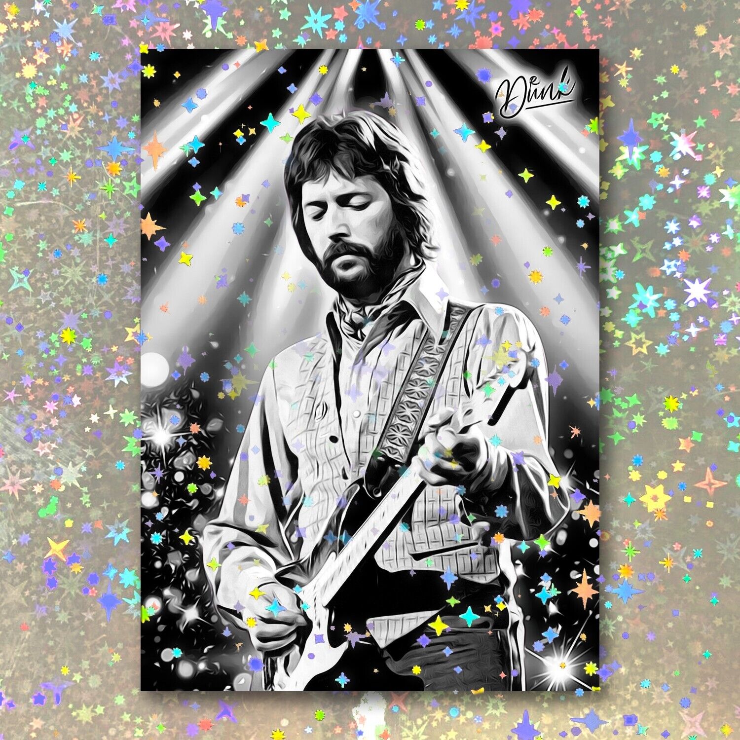Eric Clapton Holographic Headliner Sketch Card Limited 1/5 Dr. Dunk Signed