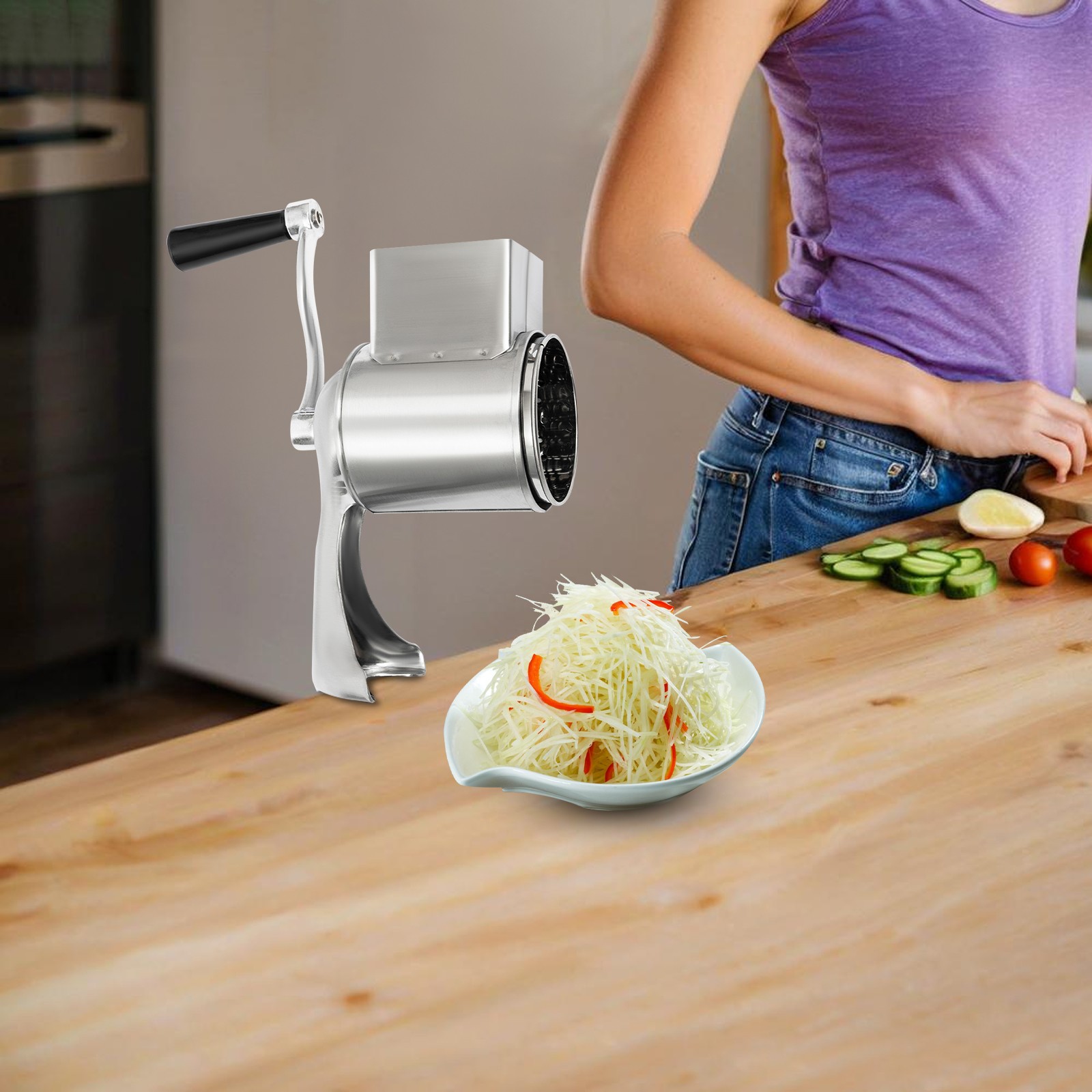Multifunctional Manual Drum Cutter Slicer Hand Chopper Potato Shredder Steel Multifunctional Manual Drum Cutter Slicer Hand Chopper Potato Shredder Steel