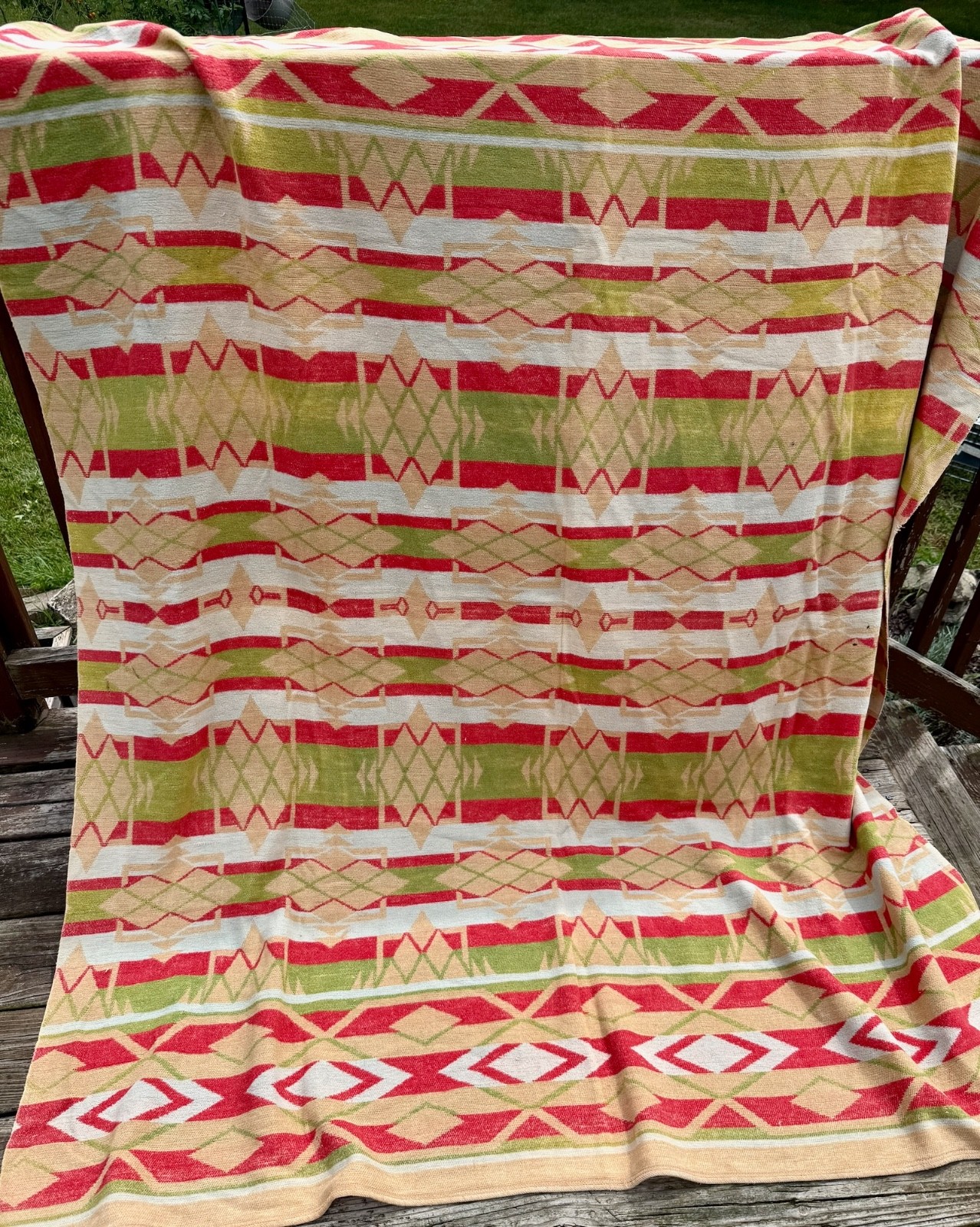 Vintage 1940s 1950s Beacon Camp Throw Blanket 66x72 AS IS Southwestern Native
