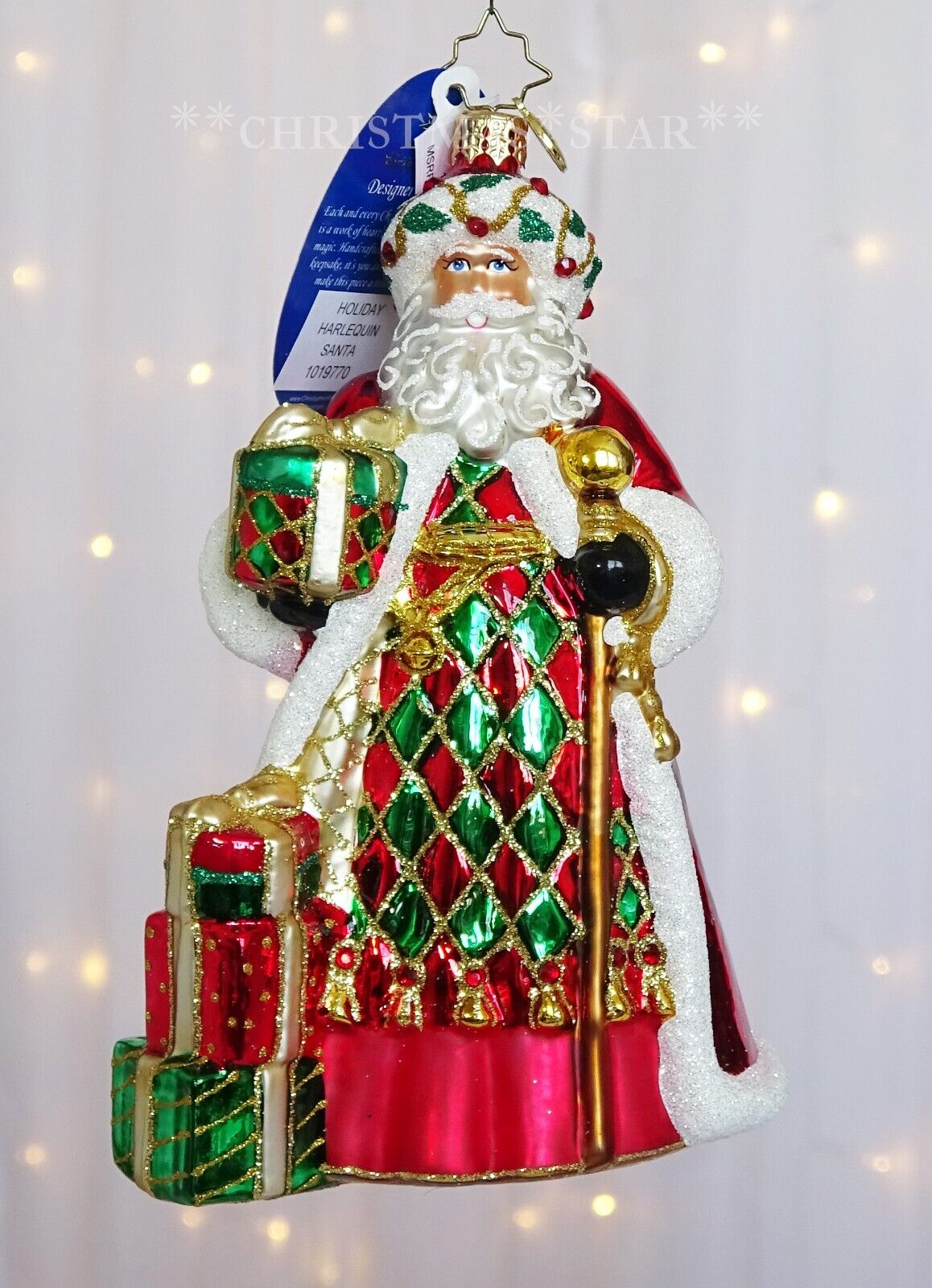 Christopher Radko *NEW* Holiday Harlequin Santa Christmas Ornament 1019770