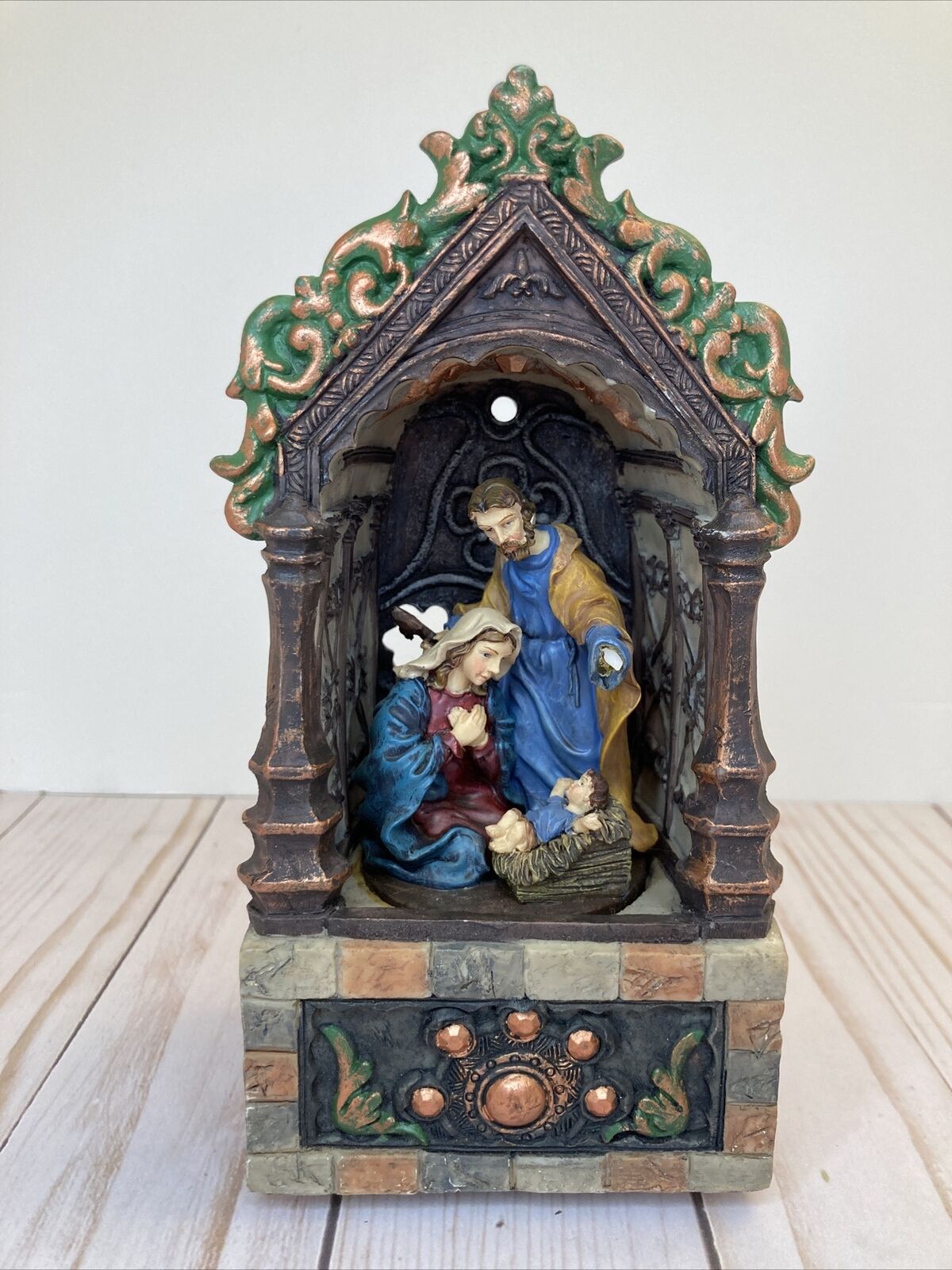 Holy Family Nativity Music Box Plays “Silent Night” Intricate Design (A5)