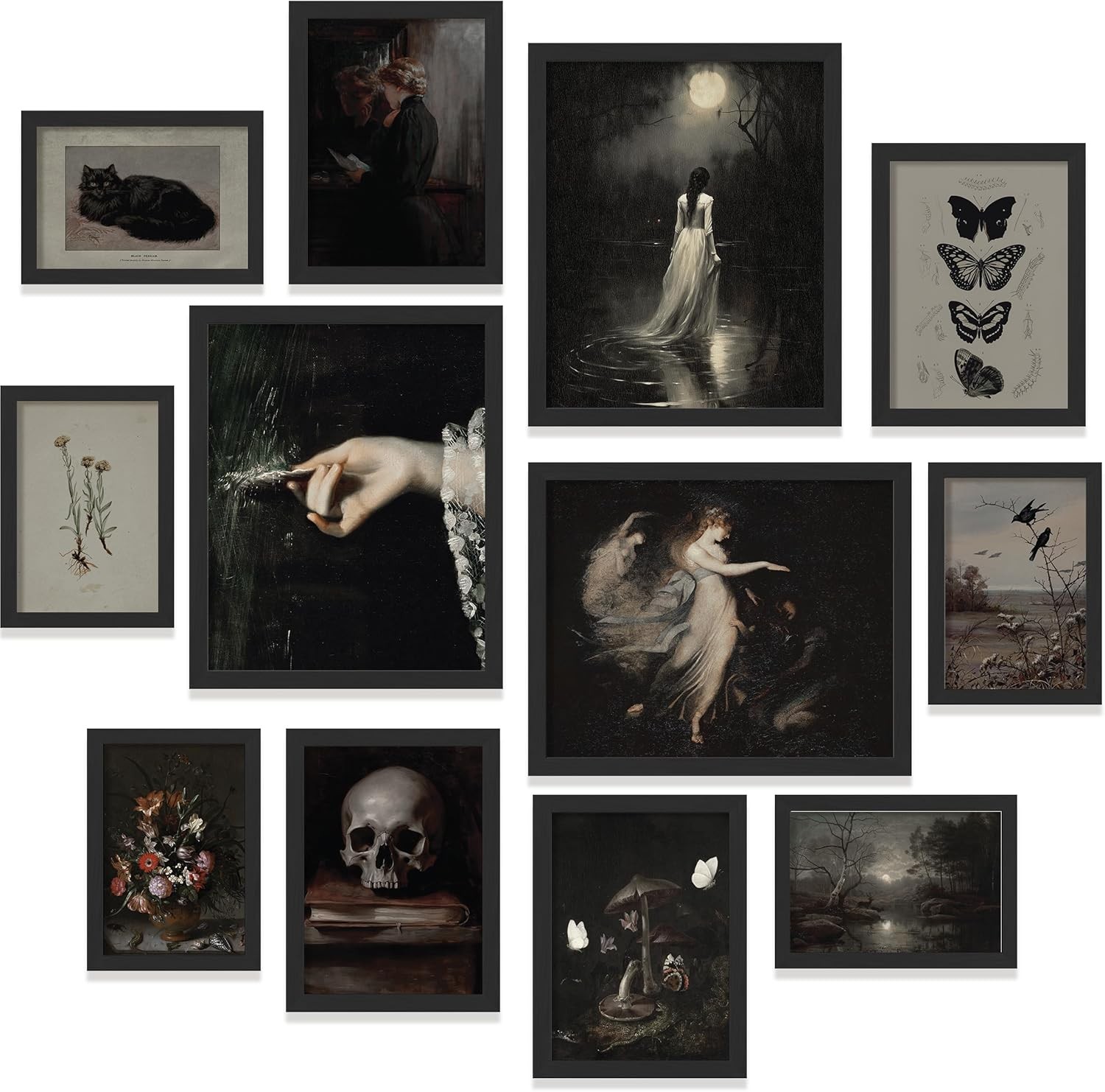97 Decor Framed Gothic Wall Art, Dark Academia Decor, Black Frame Set | 12 frame 97 Decor Framed Gothic Wall Art, Dark Academia Decor, Black Frame Set | 12 frame