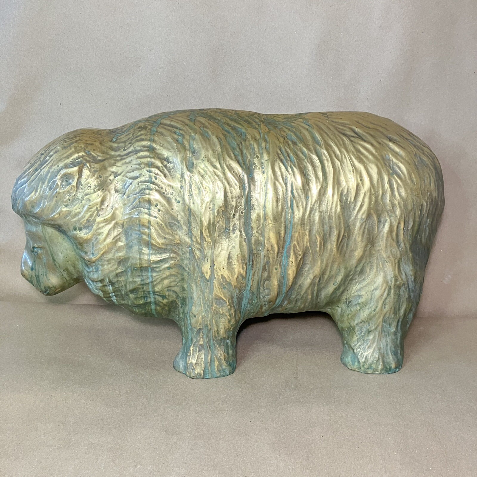 22lbs Vintage Cast Brass Sheep Statue 13” Tall 22” Long 22lbs Vintage Cast Brass Sheep Statue 13” Tall 22” Long