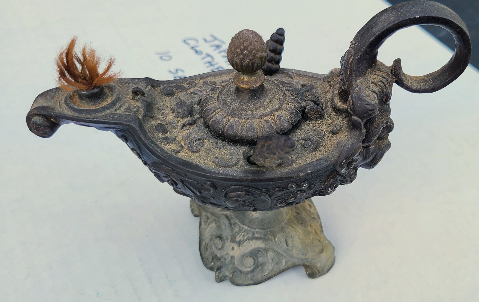 Antique Victorian Figural CIGAR Lighter Aladdin Lamp Head Ornate Detailing