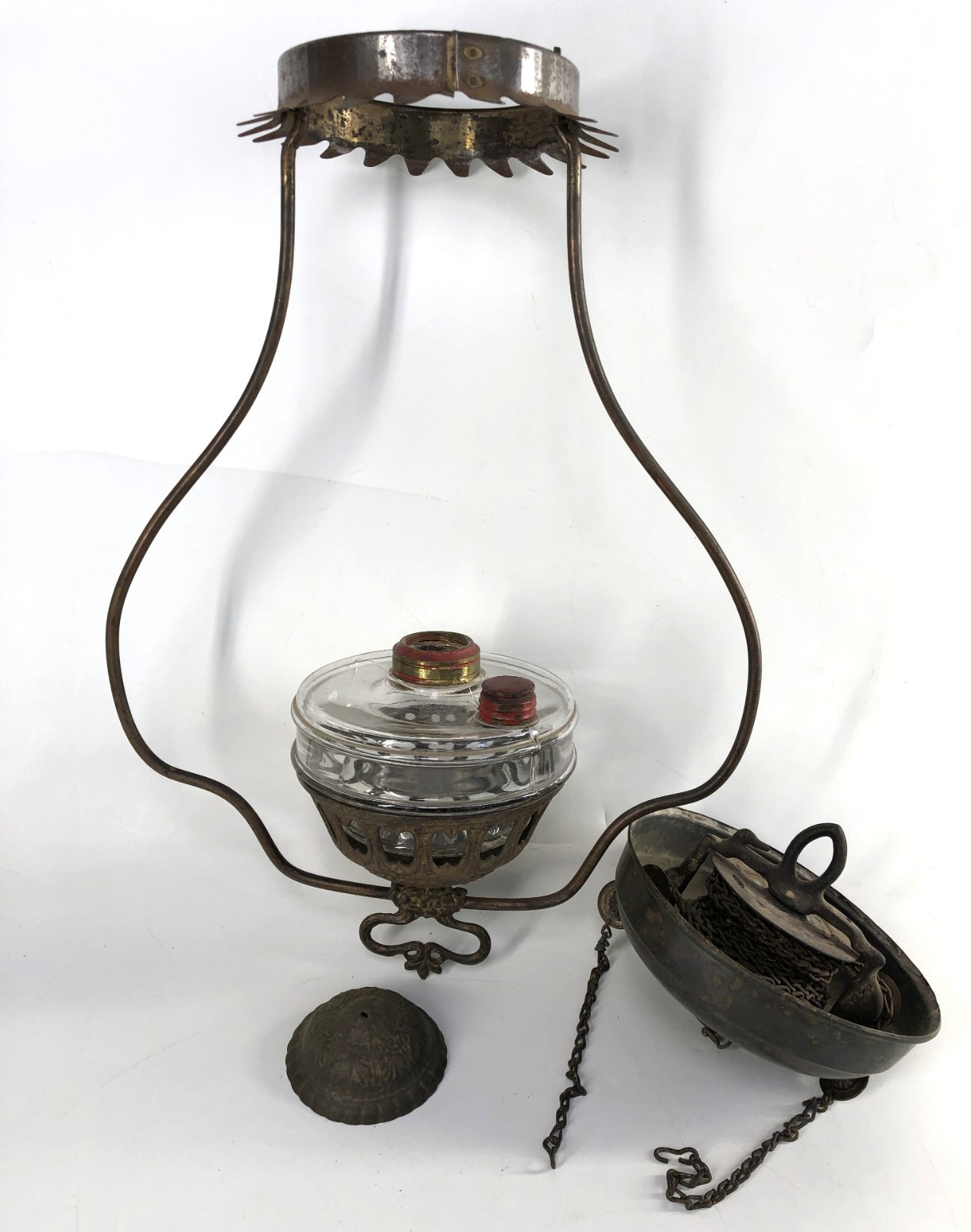 Antique Victorian Parlor Hanging Oil Lamp Chains Parts Antique Victorian Parlor Hanging Oil Lamp Chains Parts