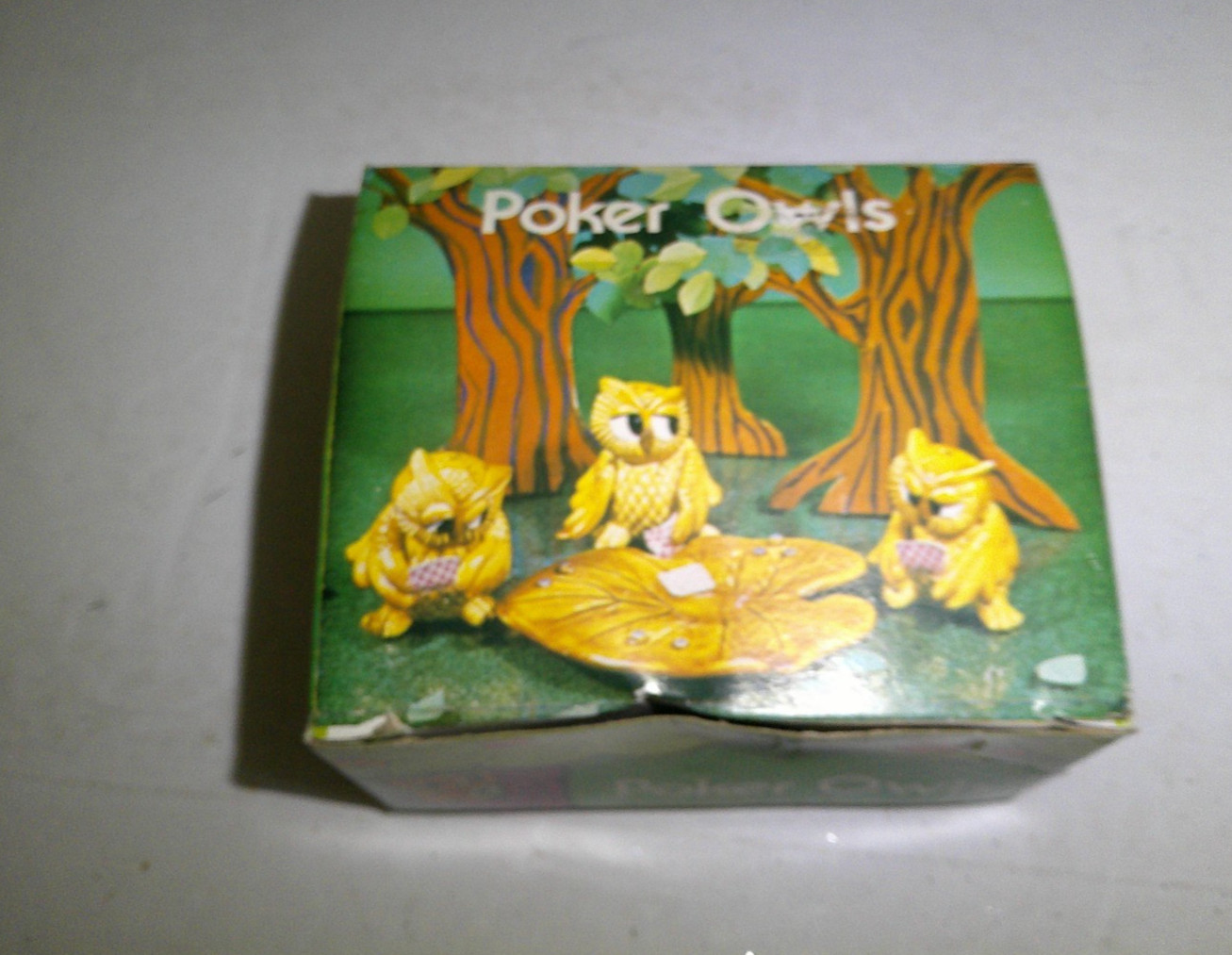 Vintage 1970s Emson "Poker Owls" Figurine Set with Original Box Complete Vintage 1970s Emson "Poker Owls" Figurine Set with Original Box Complete