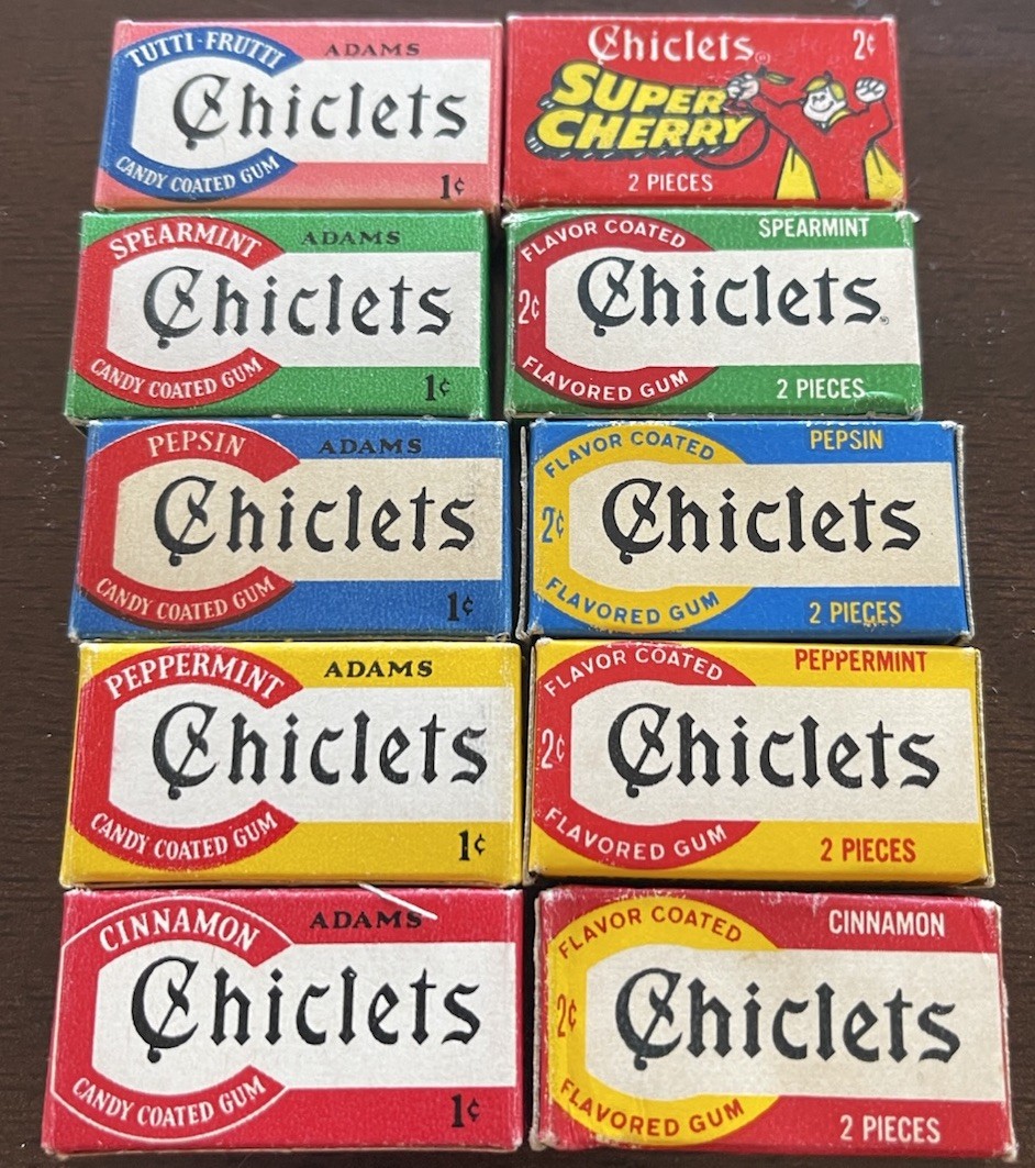 Lot Of 10 Vintage ADAMS CHICLETS 2-PIECE BOXES Unopened NOS Rare Collection Lot Of 10 Vintage ADAMS CHICLETS 2-PIECE BOXES Unopened NOS Rare Collection