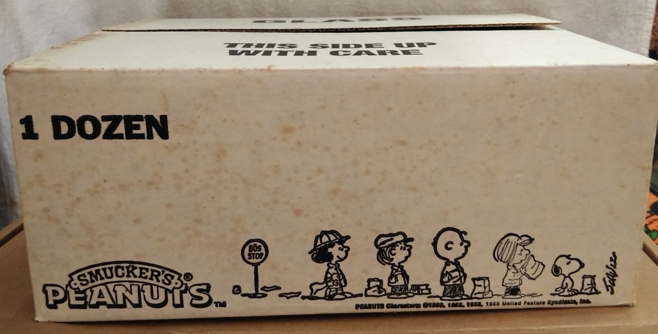 Vtg Snoopy & Peanuts Gang 1 Dozen Smuckers Glasses In Original Box *Never Used Vtg Snoopy & Peanuts Gang 1 Dozen Smuckers Glasses In Original Box *Never Used