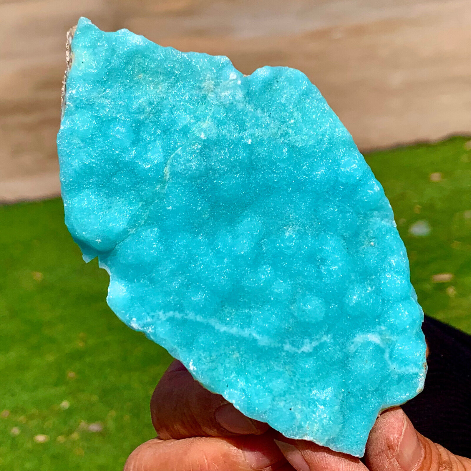 238g Gorgeous Natural larimar rough raw Crystal Mineral Specimen+stand