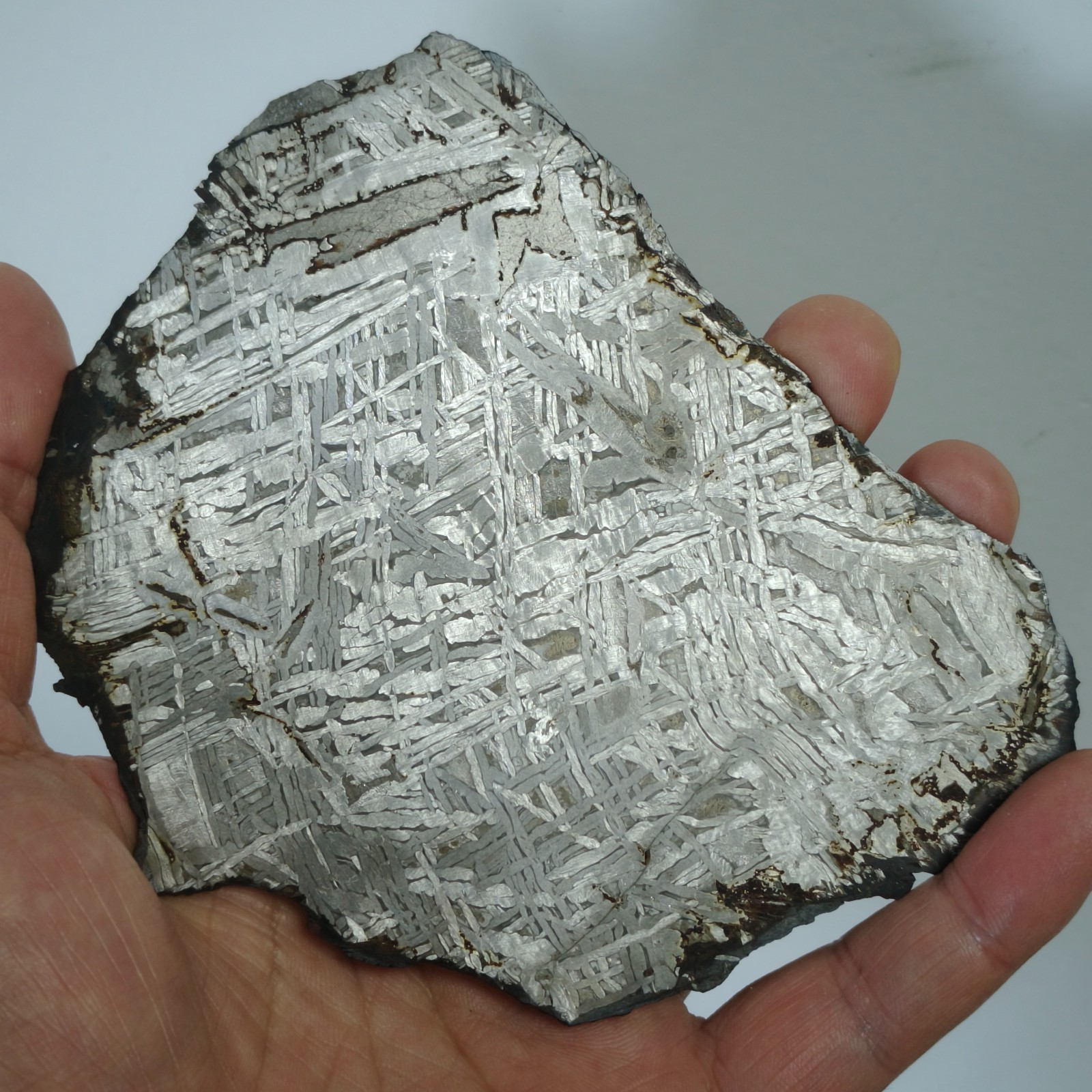 Natural Aletai Iron Meteorite 0.8mm Thin Cut Slabs Fusion Crust Etch Glaze Seal