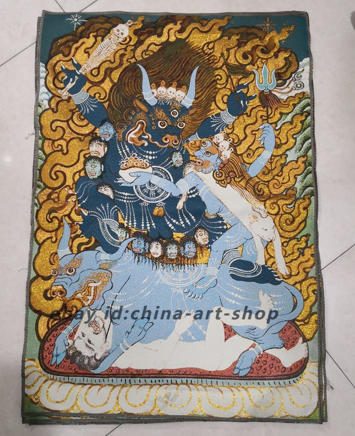 36" Tibet Tibetan Cloth Silk Buddhism Heruka Vajrabhairava Tangka Thangka 148 36" Tibet Tibetan Cloth Silk Buddhism Heruka Vajrabhairava Tangka Thangka 148