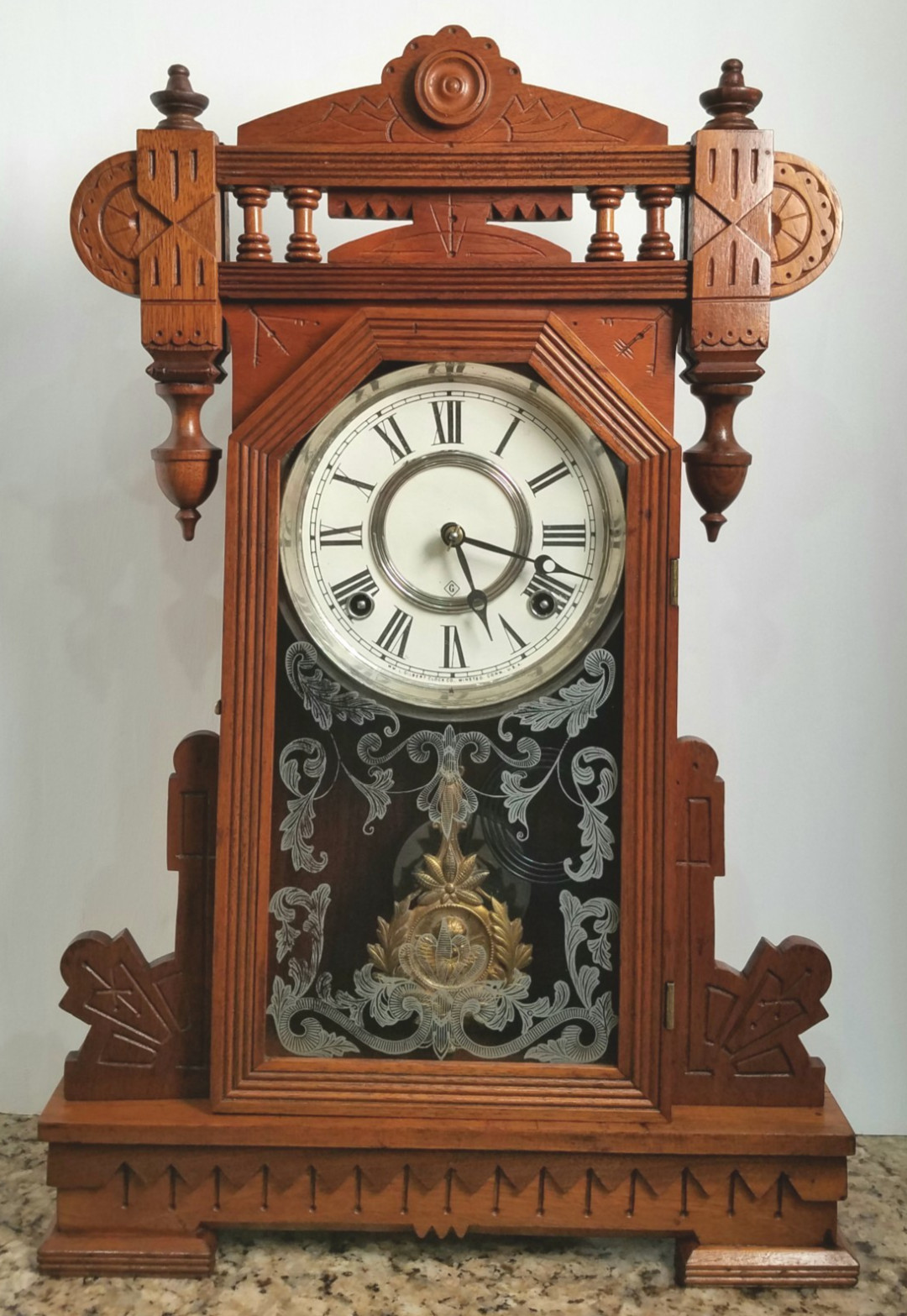 Antique W.M.L. Gilbert Kitchen Mantel Clock 8-Day, Time/Strike, Key-wind