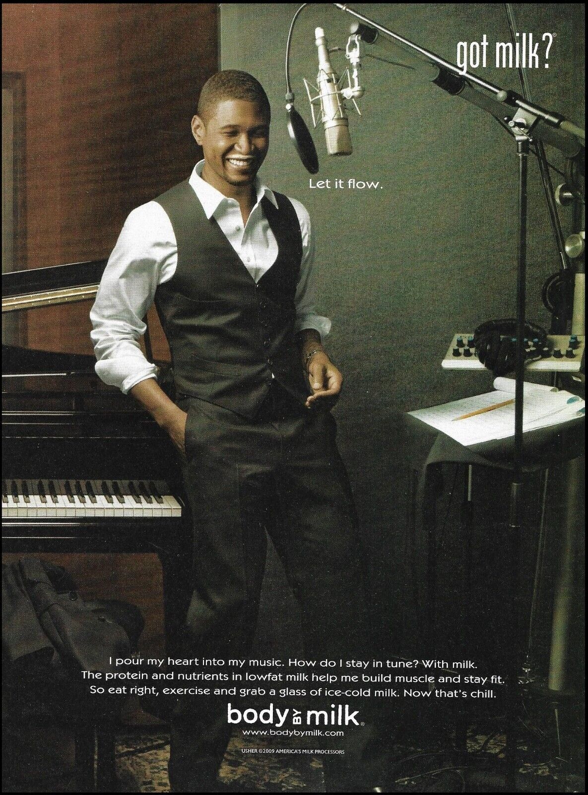 The Artist Usher 2009 Got Milk advertisement R&B Singer 8 x 11 ad print