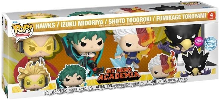 My Hero Academia Hawks Deku Todoroki Tokoyami 78045 Funko Pop 4-Pack Flocked