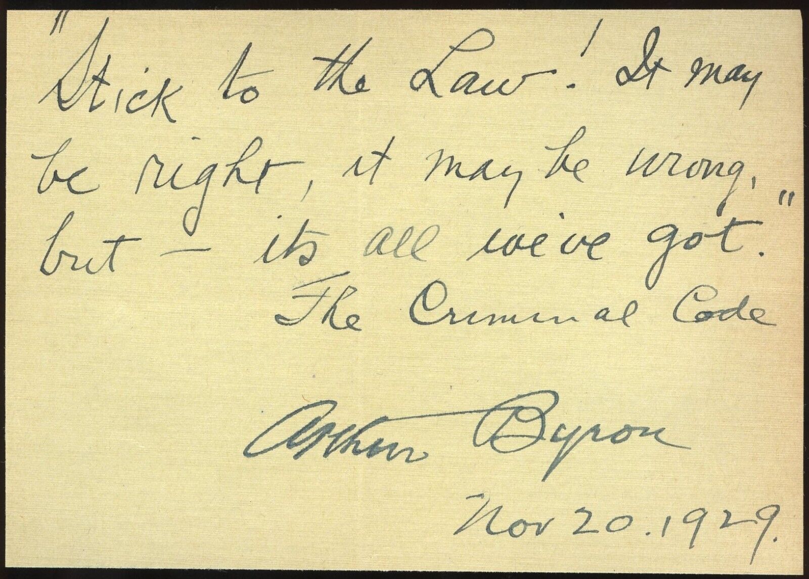 Arthur Byron d1943 signed autograph 4x6 Cut Actor The Mummy & The Criminal Code