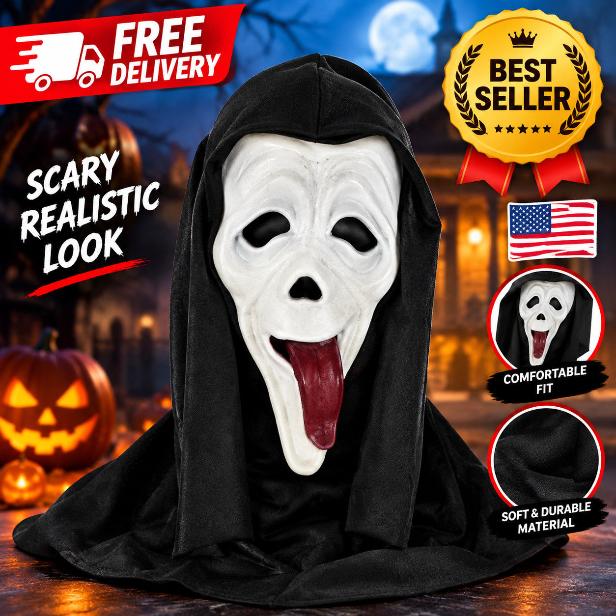 SCARY MOVIE WASSUP GHOST FACE STONED TONGUE COSTUME MASK . Scream Movie SCARY MOVIE WASSUP GHOST FACE STONED TONGUE COSTUME MASK . Scream Movie
