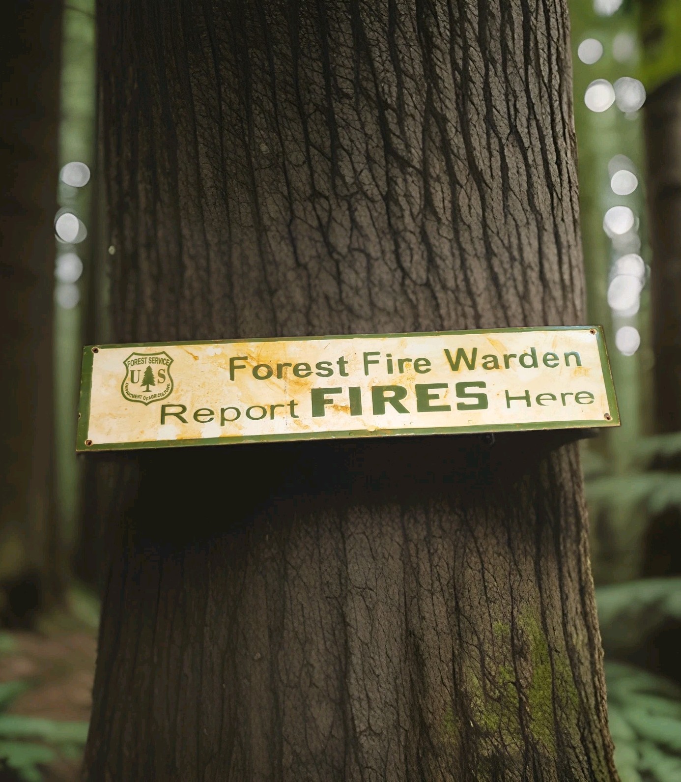 Vintage US Forest Service Porcelain Sign Forest Fire Warden Smokey USFS 30" x 6" Vintage US Forest Service Porcelain Sign Forest Fire Warden Smokey USFS 30" x 6"