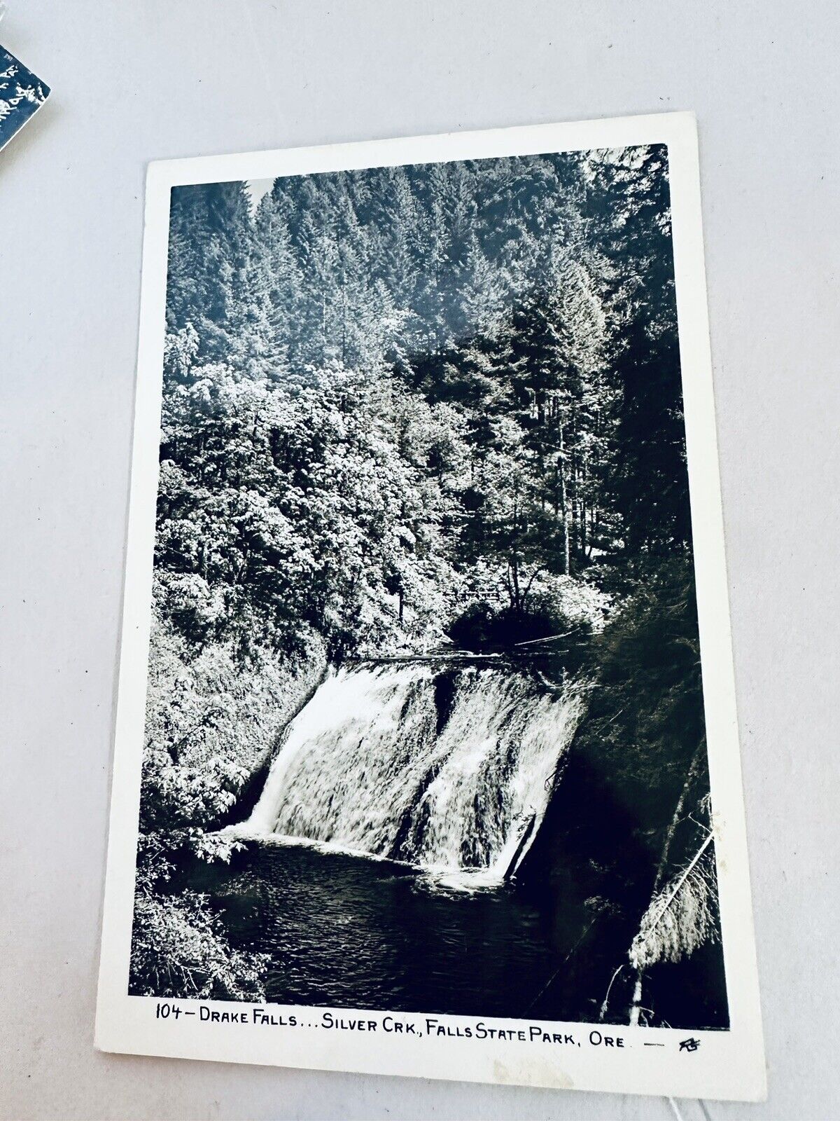 RPPC Postcard Drake Falls Silver Creek, Falls State Park Oregon #418